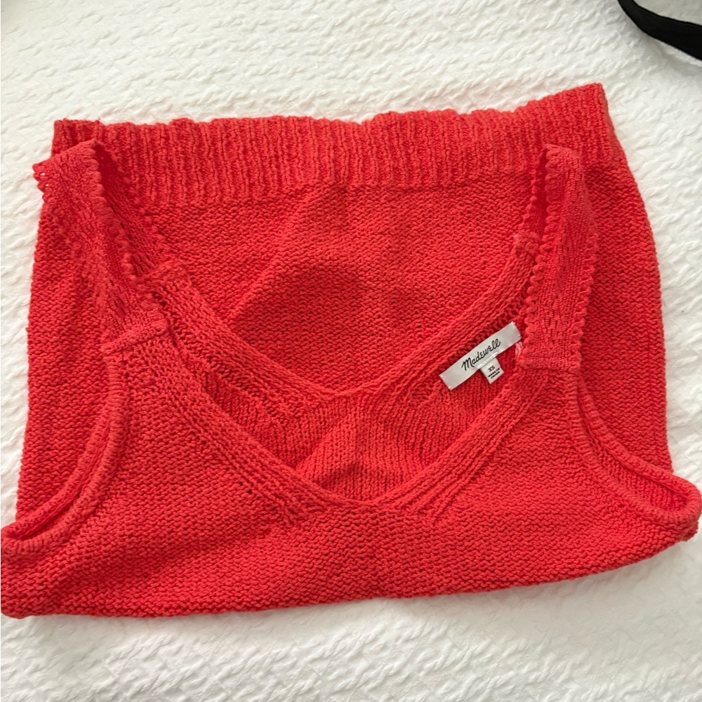 Madewell Raspberry Red V-Neck Knit Tank - Picture 3 of 3